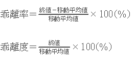 乖離度、乖離率計算式